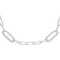 Jewelco London Women's 925 Silver Lil n Large Oval Paperclip Chain Necklace 11mm 17 inch - GVK355 in White