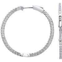 Jewelco London Women's Silver CZ Inside Outside Eternity Hoop Earrings 36mm