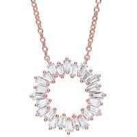 Jewelco London Women's Rose Silver Baguette CZ Star Burst Eternity Hoop Necklace 18" - GVK265 in Rose Gold
