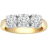 Jewelco London Women's 18ct Gold 2ct Diamond 3 Stone Uniform Trilogy Ring | Size: I