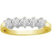 Jewelco London Women's 18ct Gold 0.5ct Diamond 5 Stone Eternity Ring 4mm | Size: P
