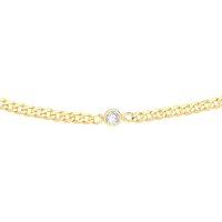 Jewelco London Women's Gilded Silver CZ Multi Solitaire Station Necklace 3mm 15 + 2 inch - GVK404 in Gold