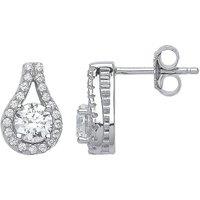 Jewelco London Women's Silver CZ Tears of Joy Drop Earrings