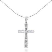 Jewelco London Women's Silver CZ Byzantine Knot Shimmering Cross Necklace 18" - GVX092 in White