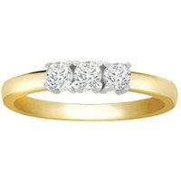 Jewelco London Women's 18ct 2 Colour Gold Diamond 3 Stone Uniform Trilogy Ring 3.5mm | Size: R