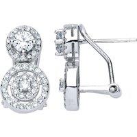 Jewelco London Women's Silver CZ Crop Circles Drop Earrings