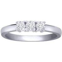 Jewelco London Women's 18ct White Gold 0.33ct Diamond 3 Stone Uniform Trilogy Ring 3.5mm in Silver | Size: Q