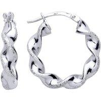 Jewelco London Women's 925 Sterling Silver Frosted Satin Chunky Twist Hoop Earrings
