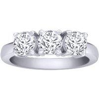 Jewelco London Women's 18ct White Gold 1.5ct Diamond 3 Stone Uniform Trilogy Ring 5mm in Silver | Size: P