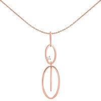 Jewelco London Women's Rose Silver CZ Oval Loops Pendant Necklace 18 inch - GVP441 in Rose Gold