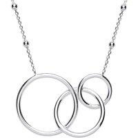 Jewelco London Women's Silver Triple Linking Rings Bead Necklace 16 inch - GVK298 in White