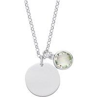 Jewelco London Women's Silver Green CZ August Birthstone Medallion Necklace 16inch - GVK338PER in White