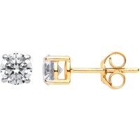 Jewelco London Women's 9ct Gold CZ 4 Claw Solitaire Stud Earrings 5mm