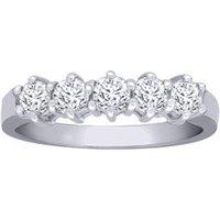 Jewelco London Women's 18ct White Gold 0.75ct Diamond 5 Stone Eternity Ring 5mm in Silver | Size: Medium