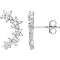 Jewelco London Women's 925 Sterling Silver CZ Trilogy Daisy Flower Cluster Drop Earrings