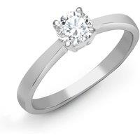 Jewelco London Women's Platinum 0.5ct Diamond Solitaire Engagement Ring 5mm in Silver | Size: V