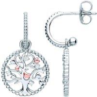 Jewelco London Women's 925 Silver CZ Bead Hoop Tree of Life Love Heart Drop Earrings