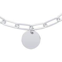 Jewelco London Women's Silver Round Medallion Disc Paper Clip Pill Chain Bracelet 7.5" - GVB486 in White