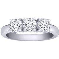 Jewelco London Women's 18ct White Gold 1.25ct Diamond 3 Stone Uniform Trilogy Ring 5mm in Silver | Size: V