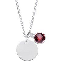 Jewelco London Women's Silver Scarlet Red Button CZ January Birthstone medal Necklace