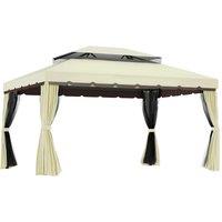 OUTSUNNY 3m x 3.6m Aluminium Gazebo Canopy Patio Marquee Party Tent in Cream