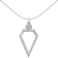Jewelco London Women's Sterling Silver Crystal Diamond-Shape Pentagon Link Charm