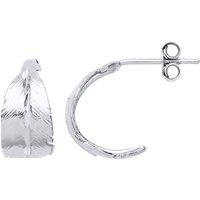 Jewelco London Women's Silver Angel Feather Huggie Drop Hoop Earrings 14mm