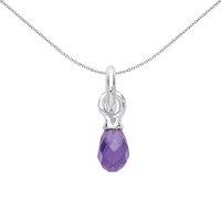 Jewelco London Women's Sterling Silver Purple Crystal Pear Drop Link Charm