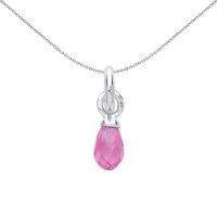 Jewelco London Women's Sterling Silver Pink Crystal Pear Drop Link Charm