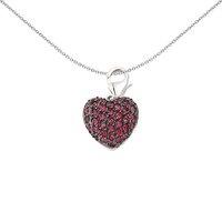 Jewelco London Women's Sterling Silver Red Crystal Cushion Love Heart Link Charm
