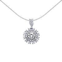 Jewelco London Women's Sterling Silver CZ Fizzy Snowflake Cluster Halo Pendant Necklace