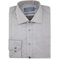 Double TWO Men's Tailored Fit Grey Non-Iron Pure Cotton Twill Shirt | Size: 15 inches