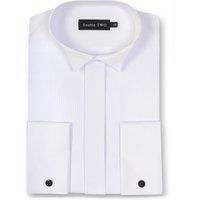 Double TWO Men's White Wing Collar Ribbed Piqu Dress Shirt | Size: 22 inches