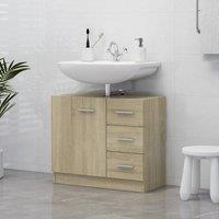 Berkfield Home Sink Cabinet Sonoma Oak 63x30x54 cm Engineered Wood in Brown | Size: 63 x 30 x 54 cm