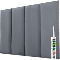 Novecrafto Padded Wall Panels With Adhesive Included (80x30cm) Wall Mounted Upholstered Headboards Set of 4 in Dark Grey | Size: 80x30 cm