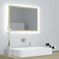 Berkfield Home LED Bathroom Mirror Sonoma Oak 60x8.5x37 cm Acrylic in Brown