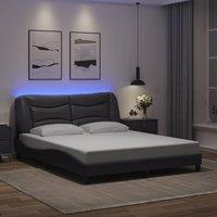 Bed Frame with LED without Mattress Grey 160x200 cm