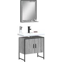 2 Piece Bathroom Cabinet Set Grey Sonoma Engineered Wood