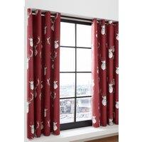 Catherine Lansfield 'Munro Stag Check' Lined Eyelet Curtains in Red | Size: 168 cm width x 183 cm drop