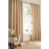 Furn Ellis Windowpane Check Eyelet Curtains in Natural | Size: 168 cm width x 229 cm drop