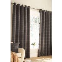 Furn Ellis Windowpane Check Eyelet Curtains in Grey | Size: 168 cm width x 229 cm drop