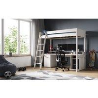 Noomi Tera Solid Wood Gaming High Sleeper Bed in White | Size: EU Single