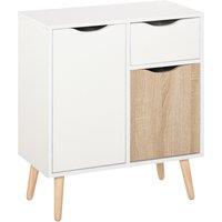HOMCOM Cabinet Storage Cupboard Sideboard with Drawer for Bedroom, Living Room in Natural