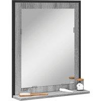 Berkfield Home Bathroom Mirror with Shelf Grey Sonoma 50x12x60 cm Engineered Wood | Size: 50 x 12 x 60 cm