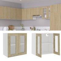 Berkfield Home Hanging Glass Cabinet Sonoma Oak 60x31x60 cm Engineered Wood in Brown | Size: 60 x 31 x 60 cm