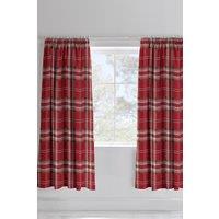 Catherine Lansfield 'Kelso Check' Pencil Pleat Lined Curtains in Red | Size: 168 cm width x 183 cm drop