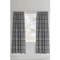 Catherine Lansfield 'Kelso Check' Pencil Pleat Lined Curtains in Charcoal | Size: 168 cm width x 183 cm drop
