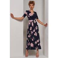 Jolie Moi Women's Kenzie Half Sleeve Jersey Maxi Dress in Navy | Size: 8