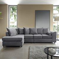 Abakus Direct Large Jumbo Cord Corner Sofa Left Hand in Grey