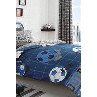 Bedlam 'Football' Theme Childrens Bedroom Duvet Cover Set in Blue | Size: Double